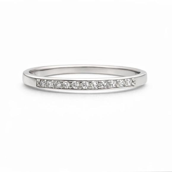 S925 Micro Half Eternity Pavé Band
